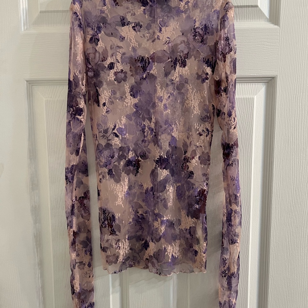 Free People Sheer Purple Floral Layering Top